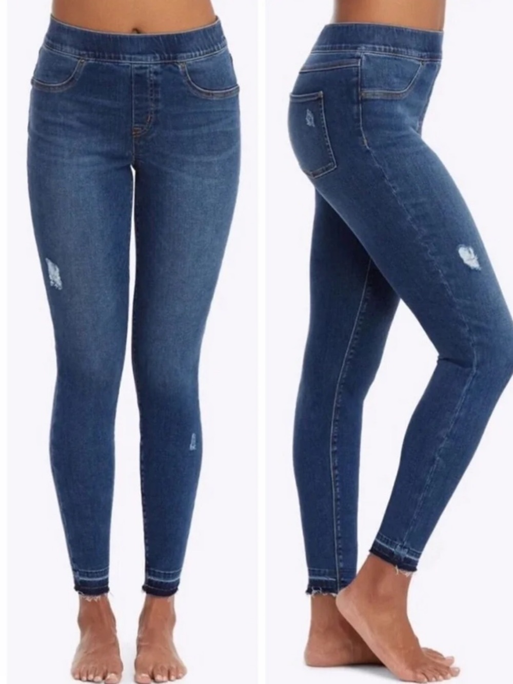 NWOT SPANX Pull-on Distressed Skinny Jeans with Released Hem Size Medium